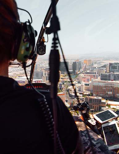 las vegas person wearing green headset cockpit